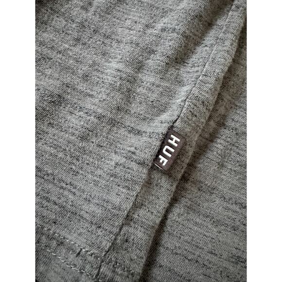 HUF Mens Classic Tee, front pocket with huf logo, back "H"logo, gray, size M - Picture 6 of 7